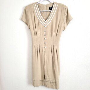 XTRMZ Vintage Tan Layered Dress Chevron pattern EUC